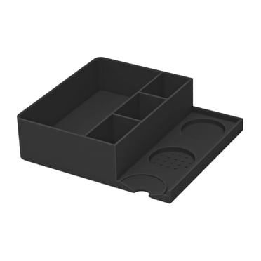 veasfak Espresso Tamper Station Coffee Organizer Sturdy Lightweight Espresso Knock Box Espresso Tamp Mat Stand for Kitchen Coffee Bar black