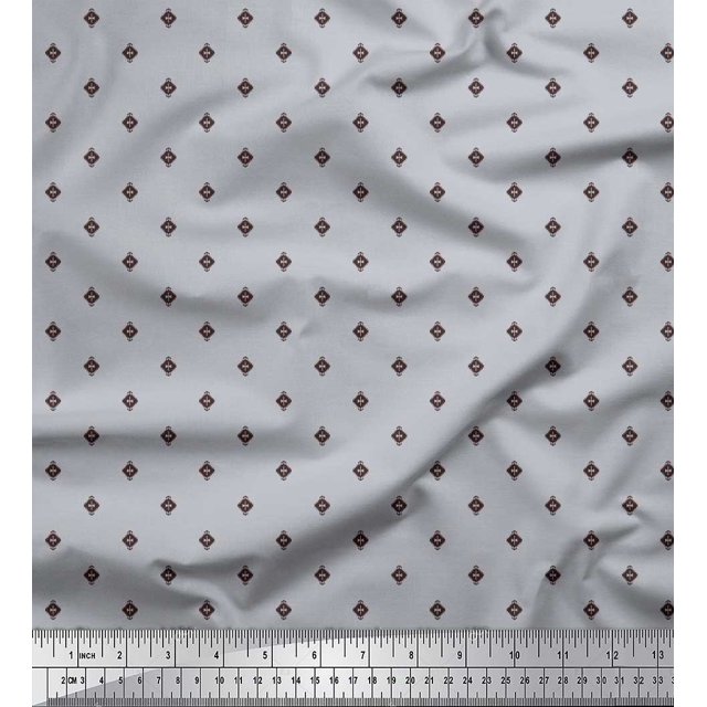 Soimoi Polyester Crepe Fabric Aztec Small Printed Fabric 1 Yard 42 Inch Wide