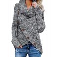 thumbnail image 3 of Pulls Femmes Chauds Asymétriques Tricotés Col Roulé Unis Enveloppants Manches Longues Chemises Tops Décontractés TTG, 3 of 4