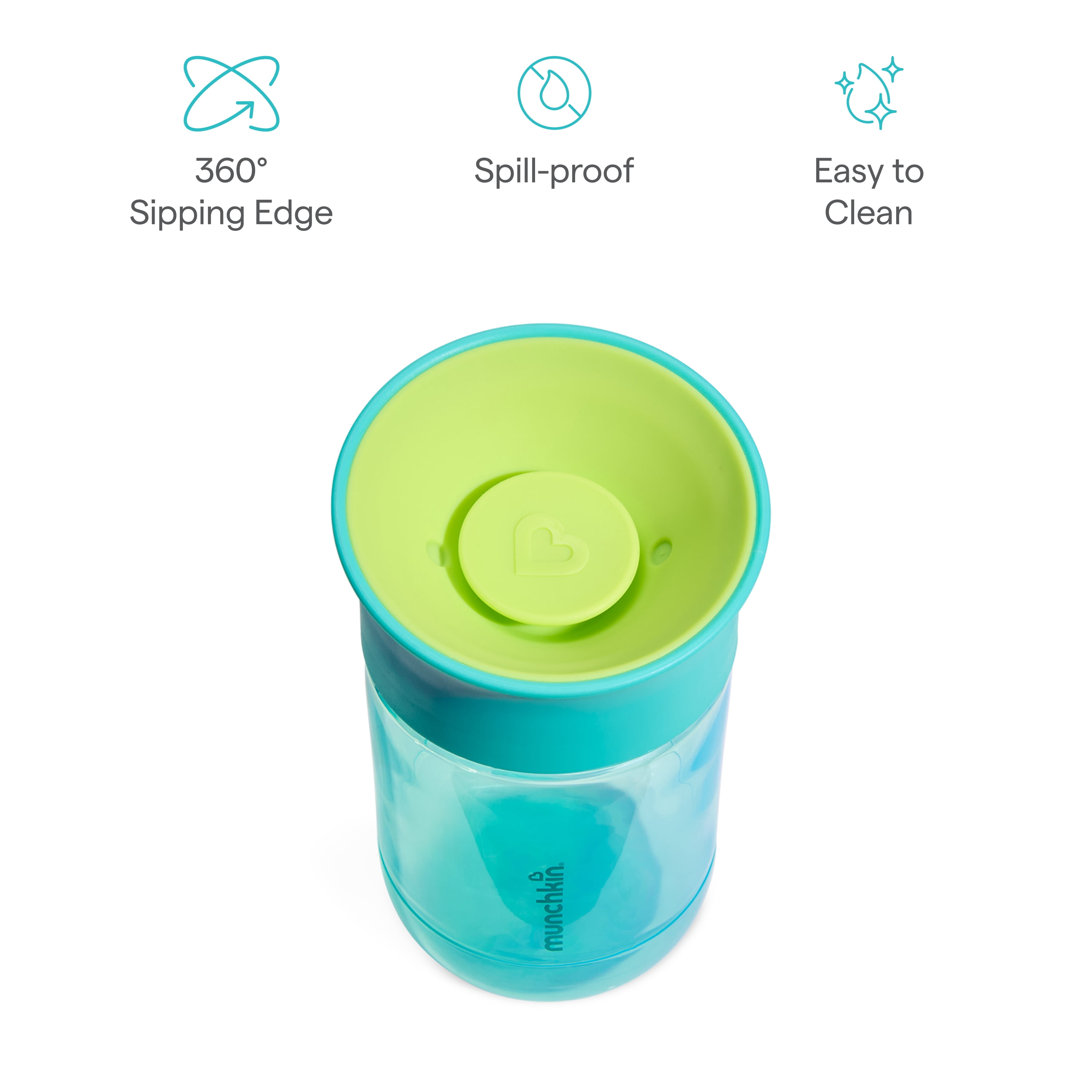 Munchkin Miracle 360 Toddler Sippy Cup with Medium-Flow Spill-Proof Valve, 12+ Months, 10 Ounce Dark Blue
