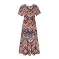 thumbnail image 5 of Ovzne Robes Grande Taille pour Femmes Courbes Robe pour Femme Mode Féminine Manches Longues Col Rond T-Shirt Imprimé Blouse Ample Robe Manches Courtes Imprimée Liquidation, 5 of 5