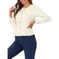 thumbnail image 4 of INSPIRE CHIC Vestes en Denim pour Femmes à Boutons Ourlet Péplum Manches Longues Veste en Jean Courte TG Beige, 4 of 6