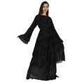 thumbnail image 4 of Bimba Printed Islamic Muslim Abaya Dress For Women Front Button Placket Layered Dresses, 4 of 7