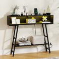 thumbnail image 1 of Gymax Table Console 40 Pieds' avec Barre d'Alimentation, Table d'Entrée à 3 Niveaux avec Lumières DEL RVB, Noir, 1 of 10