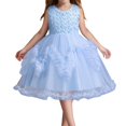 thumbnail image 1 of Children's Solid Color Irregular Mesh Lace Knee Length Wedding Dress Puffy Dress Princess Skirt, 1 of 4