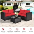 thumbnail image 4 of Costway 4PCS Outdoor Patio Rattan Furniture Set Cushioned Loveseat Storage Table Red, 4 of 10