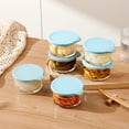 thumbnail image 1 of Small Glass Food Storage Container with Lid | 8oz Leak-Proof Mini Bowl for Snacks, Dips & Sauces | Microwave Safe Borosilicate Glass | Sky Blue or Pink | 1-Pack, 1 of 6