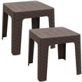 thumbnail image 1 of Sunnydaze 18" Square Polypropylene Outdoor Patio Side Table - Brown - Set of 2, 1 of 10