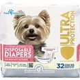 thumbnail image 1 of Paw Inspired Disposable Dog Diapers Female| Diapers for Dogs in Heat Period, Senior, Excitable Urination, or Incontinence (X-Small, 32 Count), 1 of 6