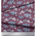 thumbnail image 2 of Soimoi Moss Georgette Fabric Clouds & Bullfinch Bird Print Sewing Fabric Yard 42 Inch Wide, 2 of 3