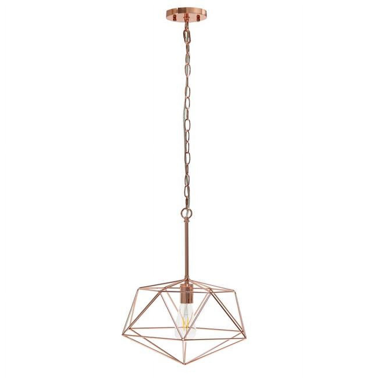 All The Rages LHP-3003-RG 16 in. Lalia Home 1 Light Modern Metal Wire Paragon Hanging Ceiling Pendant Fixture, Rose Gold