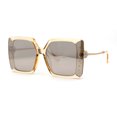 thumbnail image 1 of Floral Rhinestone Jewel Pin Hinge Metal Arms Square Luxury Diva Sunglasses Peach Mirror, 1 of 4