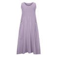 thumbnail image 4 of Robe Longue d'Été Sans Manches en Coton et Lin pour Femmes, Encolure Dégagée, Décontractée, Fluide, Ample, Maxi, avec Poche, pour Plage et Vacances, 4 of 7