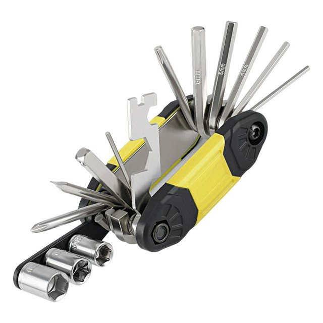 Bike Wrench Tool 16-In-1 Multifunction High Strength Folding Professional Cycling Mountain Bike Screwdriver Tire Repair Tool Cycl
