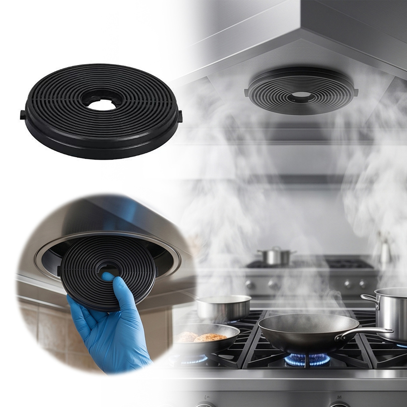 MKHSQHDG Sales Today Clearance Round Activated Range Hood Replacement Cooker Hood Grease Absorbing for Kitchen Ventilation System