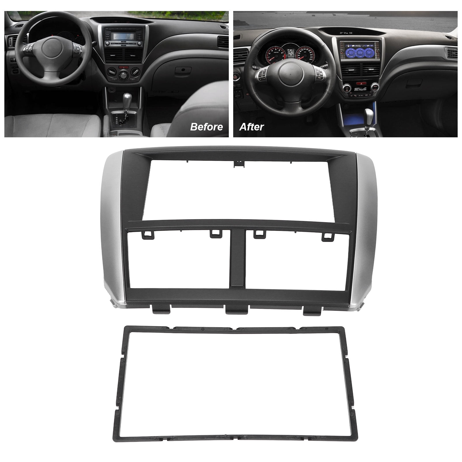 Double Din Car Radio Fascia, ABS Material Unique Appearance High Wear Resistance Navigation Panel Frame for Vehicles Replacement for Impreza 2007-2012