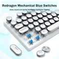 thumbnail image 2 of Redragon K710 Wireless Typewriter Mechanical Gaming Keyboard, Bluetooth/2.4Ghz/Wired, RGB Backlit, Blue Switch - Clicky, Rechargeable, Metal Panel, Round, 2 of 8
