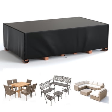 COSYUMI Patio Furniture Cover, Outdoor Furniture Covers with 4 Ajustable Buckles, Waterproof UV Resistant Outside Table & Chair Covers, 420D Protective Cover for Indoor Outdoor Table Sofa Chairs Set