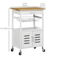 thumbnail image 3 of HOMCOM Kitchen Island with Bamboo Top, Cabinet, Drawer and Wire Basket, 3 of 10