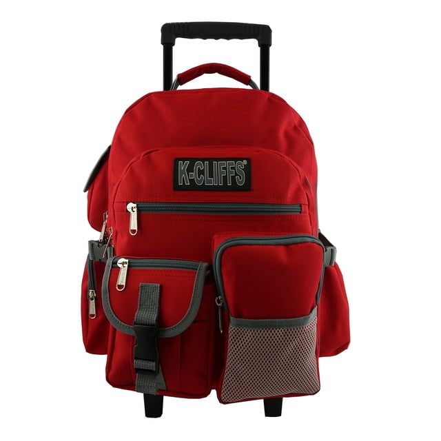 K-Cliffs Sac à Dos à Roulettes Robuste pour l'École Sac à Livres avec Roues Sac de Jour de Luxe à Roulettes