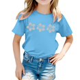 thumbnail image 1 of WEIYLL T-Shirts pour Filles Imprimé Floral Col Rond Manches Courtes Décontracté Doux Ajusté pour Enfants 10-11 Ans, 1 of 5