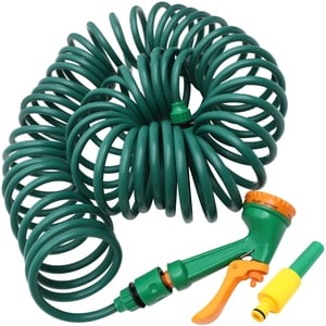 RENACLIPY 1Set Coil Garden Hose for Outdoor Use in Green Color 10m