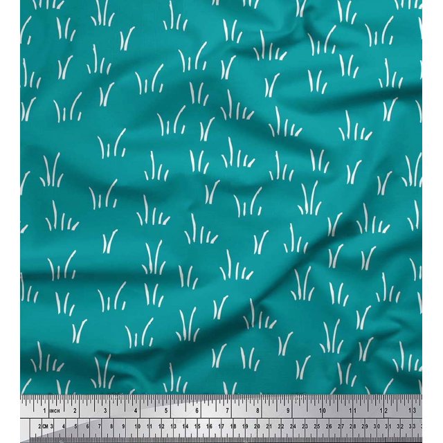 Soimoi Green Rayon Fabric Brush Stroke Abstract Print Sewing Fabric Yard 42 Inch Wide