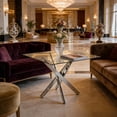 thumbnail image 3 of 90cm Square Glass Dining Table with Chrome Legs - Modern Dining Table, 3 of 8