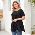 thumbnail image 2 of LARACE Plus Size Tunic Tops for Women Pleated Flowy Short Sleeve Shirts Black 5X, 2 of 5