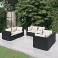 thumbnail image 1 of vidaXL 6 Piece Garden Lounge Set with Cushions Poly Rattan Black, 1 of 3