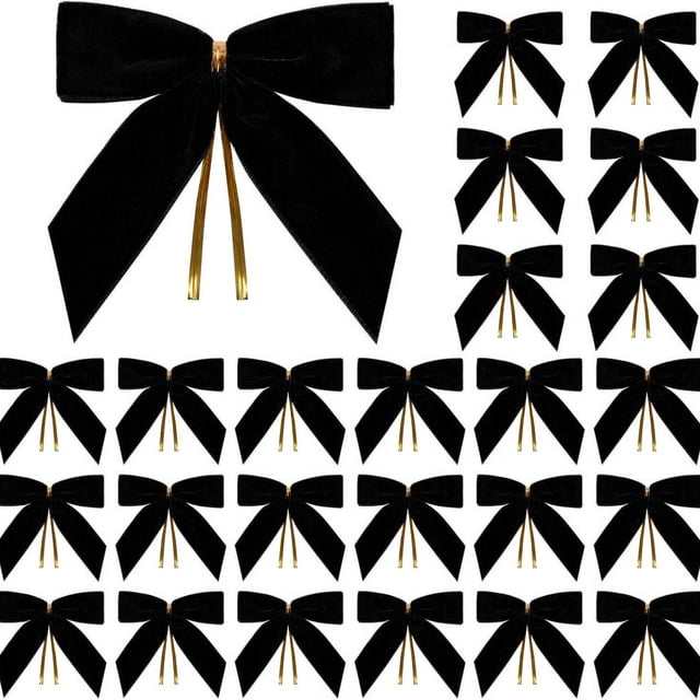 Aufmer 25 Pcs Small Velvet Christmas Bows, Bows for Wreath Gift Craft, Wedding Party Home Decoration