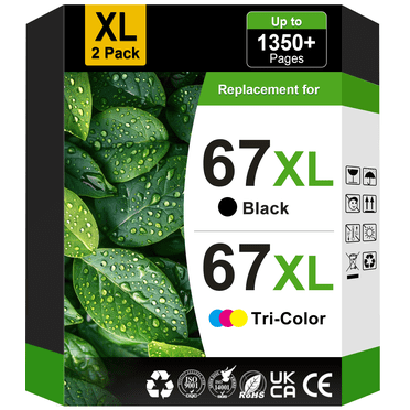 67XL Encre Compatible pour HP 67 Cartouches d'Encre pour HP Encre 67 Noir et Tricolore pour HP DeskJet 2700 Envy 6055e Imprimante (Lot de 2)