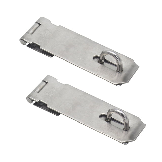 Miangastore 2Pcs 5 Inches Padlock Hasp Door Clasp Hasp Lock Latch Stainless Steel Lock for Fastening Gate Cabinet Door (Silver)