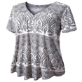 thumbnail image 2 of Woman Plus Size Short Sleeve Floral Blouses Henley T-Shirts V Neck Button Tunic Tops  M-4xl, 2 of 4