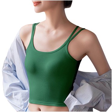 Timegard Womens Tank Top with Bras Slim Comfy Cropped Sleeveless Camis Tee Solid Color Casual Summer