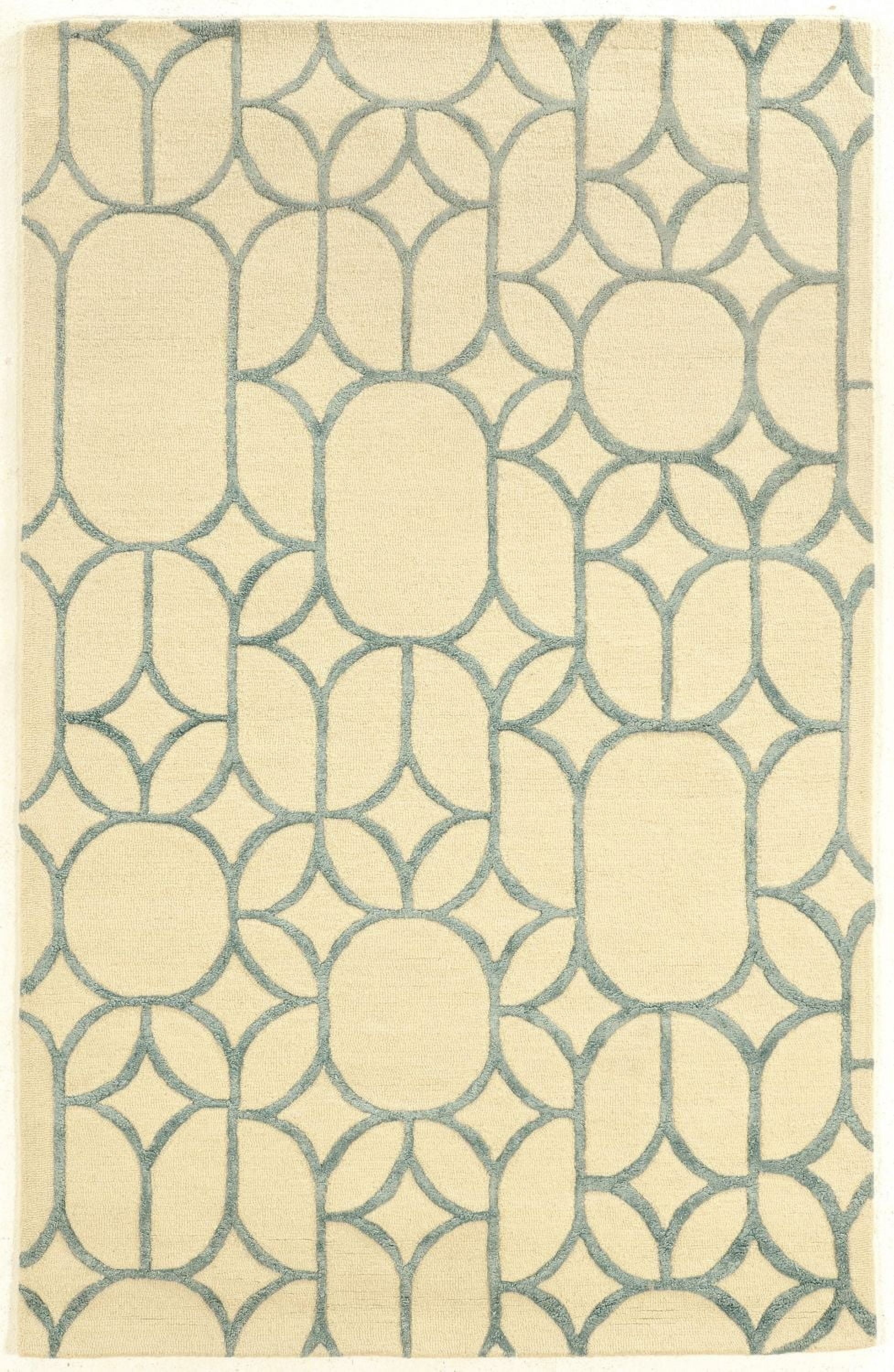 Tapis en Laine Aspire Fenêtre ivoire et turquoise de 8 pi x 11 pi