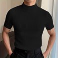 thumbnail image 2 of QIPOPIQ T-Shirt à Col Montant Uni à Manches Courtes pour Homme Liquidation, 2 of 7