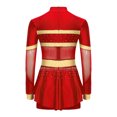 thumbnail image 4 of iiniim Enfants Filles Paillettes Uniforme de Cheerleading Tenue de Cheerleader Robe de Danse Scintillante Justaucorps Performance Tenue de Danse Rouge 6, 4 of 7