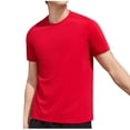thumbnail image 2 of Styesk T Shirts for Man Solid-Color Casual Elastic Sports Short Sleeved Round-Neck Blouses, 2 of 5