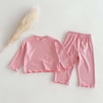 thumbnail image 2 of Girls New Born Outfit 6 Month Birthday Outfit Girl Spring New Girls' Cozy Solid Color Versatile Two Piece Set Home Wear, 2 of 3
