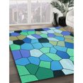 thumbnail image 3 of Ahgly Company Machine Washable Indoor Rectangle Transitional Turquoise Green Area Rugs, 8' x 10', 3 of 7