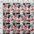 thumbnail image 2 of oneOone Tissu Cambric Coton Rouge Triangle Géométrique Matériel de Couture Imprimé Tissu au Mètre 42 Pouces de Large, 2 of 4