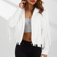 thumbnail image 3 of Veste à Franges en Faux Cuir Suédé pour Femmes, Moto Moto Biker Courte Ouverte à l'Avant, Manteau Court à Pampilles, 3 of 8