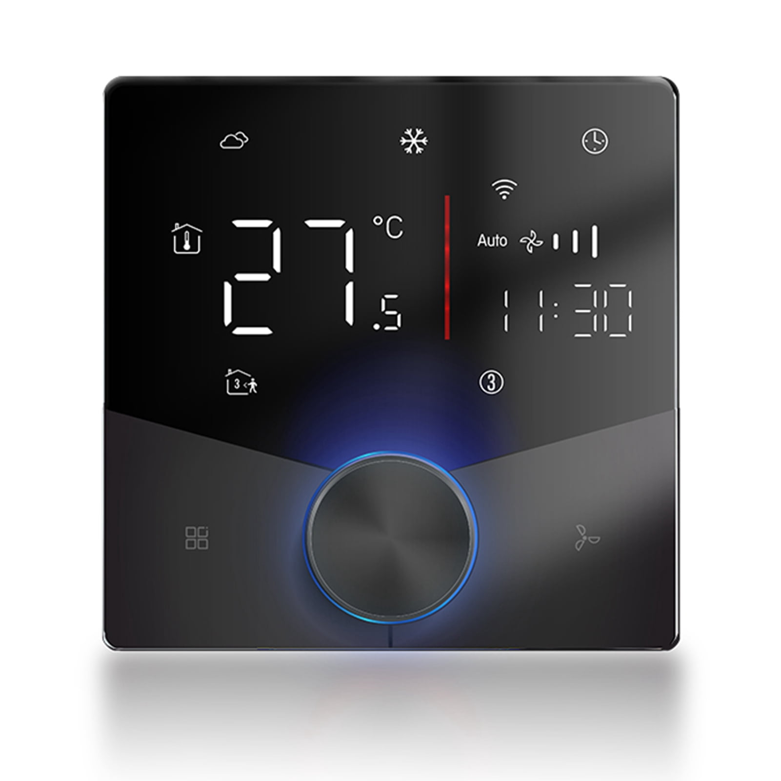 WiFi Smart Thermostat, Wall Mounted Temperature Controller with LED Panel, 8 Lighting Effects, 7 Color Lights Transition, Capacitive Touch Button