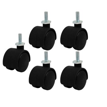 Unique Bargains 1.2-inch Nylon Wheel M6 Threaded Stem Mount Rotary Non-Brake Swivel Caster 5pcs