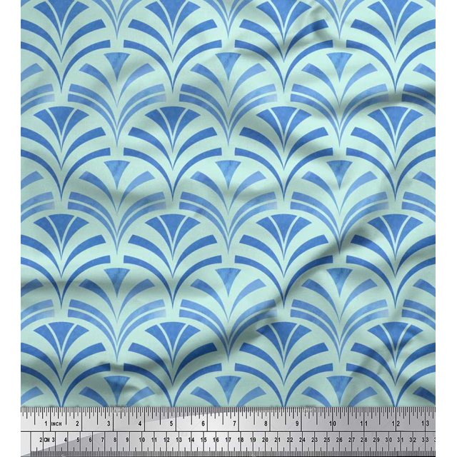 Soimoi Modal Satin Fabric Scales Geometric Print Sewing Fabric Yard 42 Inch Wide