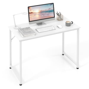 Patiojoy Computer Laptop Desk Heavy Duty Metal Frame Writing Desk Home PC Office Desk with Adjustable Foot Pads