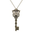 thumbnail image 2 of Fashion Steampunk Bronze Gear Key Pendant Statement Necklace Green, 2 of 5