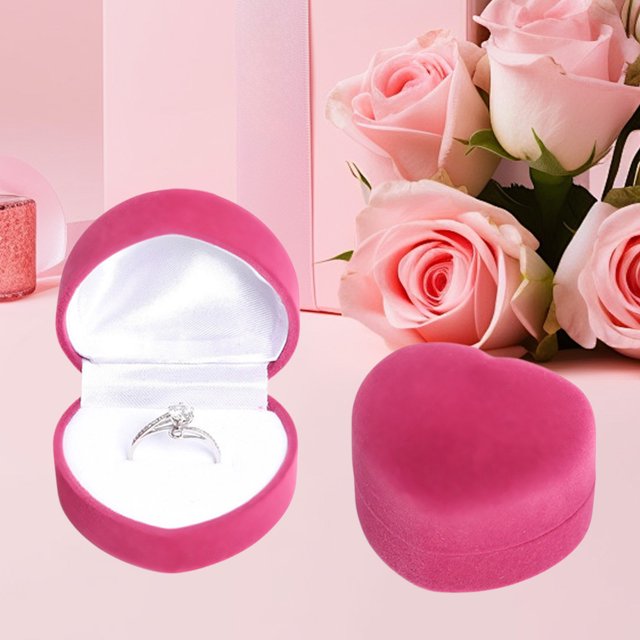 KTTECTOA Flocking Ring Box Heart-shaped Flip Lid Jewelry Proposal Ring Box Jewelry Gift Packaging Storage Clearance Home Canada Days Home Organization Room Decor