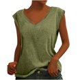 thumbnail image 1 of Pompotops Womens Solid Color Cap Sleeve Blouses T-Shirt Casual Loose Fit Basic Shirts Tank Tops, 1 of 8